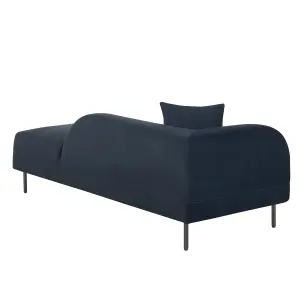 Left Hand Velvet Chaise Lounge Dark Blue LE CRAU