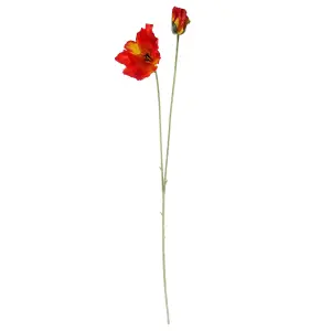 Pack of 6 x 100cm Artificial Poppy Stem - 2 Flowers