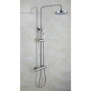 Nes Home Modern Round Thermostatic Wall Mounted Dual Control Riser Shower Mixer