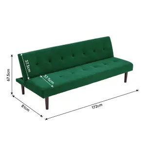 Dark Green Contemporary Faux Cashmere Convertible Sofa Bed