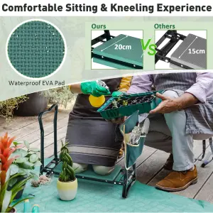 Costway Folding Garden Kneeler Seat Soft EVA Pad Bench w/ Large Tool Pouches