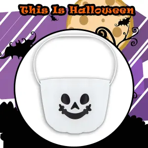 Halloween Candy Bucket Glow In The Dark Sweet Bucket Trick or Treat Party  White