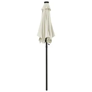 Berkfield Parasol with LED Lights Sand 200x211 cm Aluminium