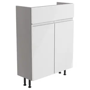 Westport Slim Slimline Gloss White Double Freestanding Bathroom Vanity unit (H) 820mm (W) 595mm