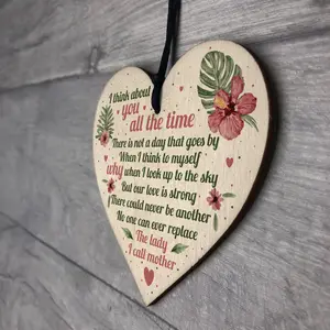 Red Ocean Mum Memorial Gifts Wooden Heart Grave Plaque Tribute Sign Mum Birthday Gifts For Her