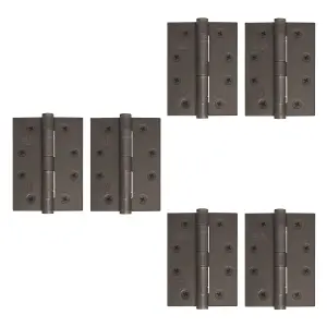 AFIT Dark Bronze Door Hinges - 4 Inch / 102mm  Internal Fire Door Hinges - 3 Pairs