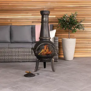 Bentley 120cm Extra-Large Open Bowl Mesh Cast Iron Patio Chiminea Heater Black