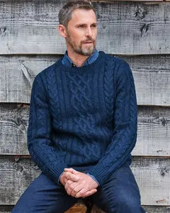 Mens Pure Wool Aran Knitted Jumper | Woolovers