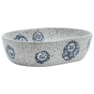 Happy Larry Countertop Basin Grey And Blue Oval 47X33x13 Cm Ceramic