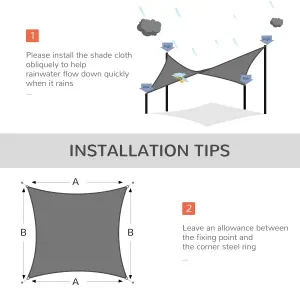 Outsunny 4x3m Sun Shade Sail Rectangle HDPE Canopy UV Protection, Charcoal Grey