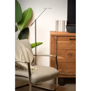 Lucide Anselmo Modern Floor Reading Lamp 25cm - LED Dim. - 1x9W 3000K - Satin Chrome