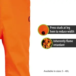 Pegdev - PDL - Progarm Men's Unlined Waterproof Dungaree - Flame Resistant, ARC Flash, Hi-Viz Orange, RIS-3279-TOM Compliant. 4XL