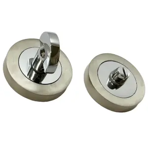 Bathroom WC Door THUMB TURN & Release Toilet Chrome Satin DUO