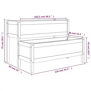 Berkfield Planter White 110x84x75 cm Solid Wood Pine