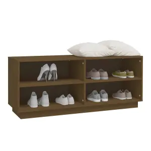 Berkfield Shoe Cabinet Honey Brown 110x34x45 cm Solid Wood Pine