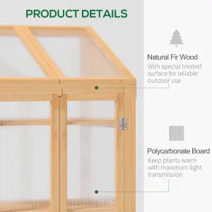 Outsunny Wooden Greenhouse Cold Frame Grow House w/ Double Door for Flower Brown