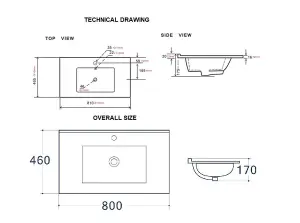 Bathroom Furniture Set 800 Wall Vanity Unit with Sink + Tall Slim Cabinet White Gloss Oak Arub