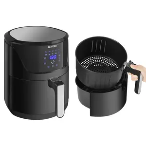 5L Air Fryer, Family Size Hot Air Fryer 1400W Digital Touchscreen With 10 Presets, Removable Basket, Timer & Temperature Control For Oil Free & Low Fat Healthy Cooking Black