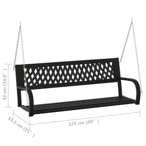 Berkfield Garden Swing Bench 125 cm Steel and Plastic Black