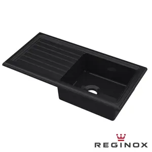 Reginox RL404 CB II Black 1.0 Bowl Inset Reversible Ceramic Kitchen Sink