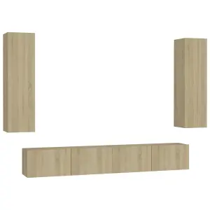 Berkfield 4 Piece TV Cabinet Set Sonoma Oak Engineered Wood