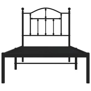 Berkfield Metal Bed Frame with Headboard Black 90x200 cm