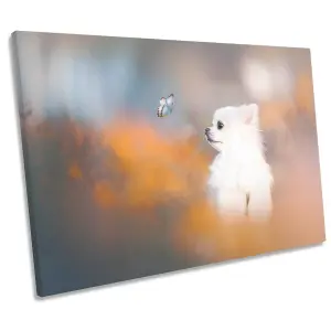 Tiny Love Chihuahua Butterfly Cute CANVAS WALL ART Print Picture (H)61cm x (W)91cm