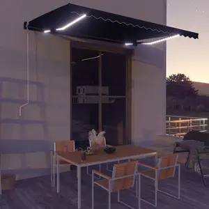 Berkfield Manual Retractable Awning with LED 450x300 cm Anthracite