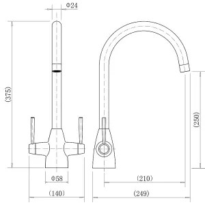 Luxury Two Handle Kitchen Sink Mixer