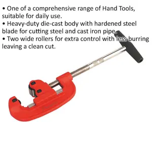 Professional Heavy Duty Die-Cast Pipe Cutter for Steel and Cast Iron - 10mm to 50mm Capacity