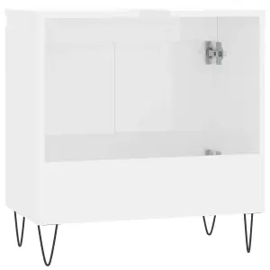 Berkfield Bathroom Cabinet High Gloss White 58x33x60 cm Engineered Wood