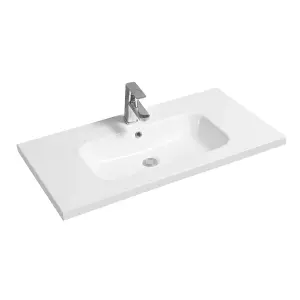 5414 Ceramic 80cm x 45cm Mid-Edge Inset Basin with Oval Bowl