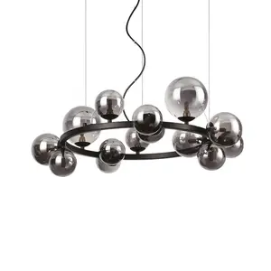 Luminosa Perlage 14 Light Round Globe Pendant Ceiling Light Black