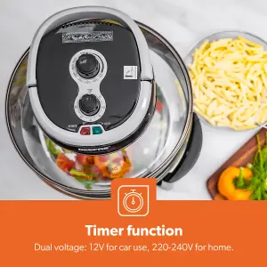 Geepas 1400W Turbo Halogen Oven 17L, 60min Timer, Adjustable Temperature Control, Self Clean Function & Low Fat Air Fryer