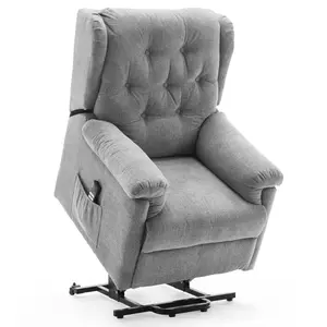 Barnsley Fabric Electric Dual Motor Riser Rise Recliner Lift Mobility Tilt Armchair Grey