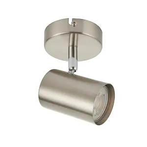 Luminosa Arezzo 1 Light Spotlight Satin Chrome Effect, Chrome Plate, GU10