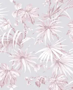 Boutique Tropique Pink Leaf Metallic effect Smooth Wallpaper