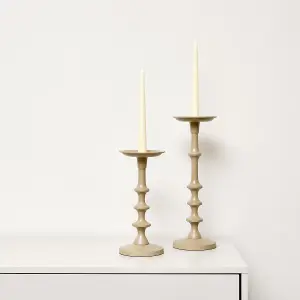 Melody Maison Set of 2 Taupe Candle Holders