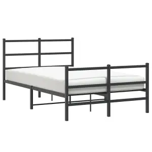 Berkfield Metal Bed Frame without Mattress with Footboard Black 120x190cm