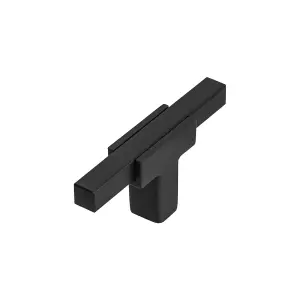 DecorAndDecor - KOTATA Matt Black T-Bar Two Tone Slim Rectangular Kitchen Cabinet Knob Handle - Pair