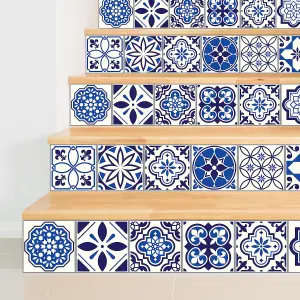 24 Pieces 15x15cm Spanish & Moroccan Blue Tile Stickers