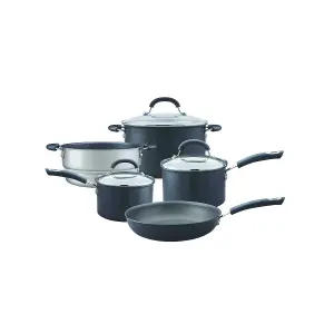 Circulon Total Black Round Aluminium Dishwasher Safe Non-Stick Cookware Pan Set with Heat Resistant Handle Pack of 5