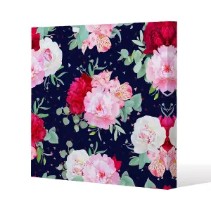 Roses on Navy (Canvas Print) / 114 x 114 x 4cm