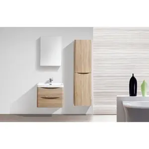 Stanhope 600mm Single Bathroom Vanity with Integrated Stone Basin Light Oak