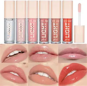 6Pcs Lip Oil Light Lip Gloss Set Moisturizing Lip Glow Oil Long Lasting Waterproof Liquid Lipstick Crystal Jelly Lip Tinted Liquid Lipstick For