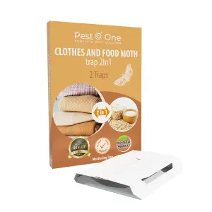 Clothes Moth Carpet Moth & Food Moth Trap 2in1 for Carpet & Kitchen Protection (Pack of 2 - 1 Box)