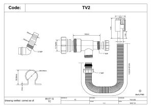 McAlpine TV2 TeeVent domestic appliance connector with Non-Return Valve for use with WM4 trap