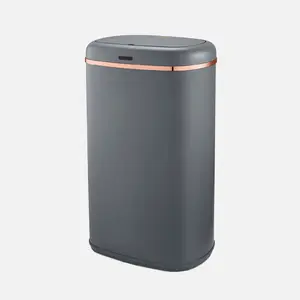 Cavaletto Steel Open Rubbish Bin - 58L Grey / Rose Gold