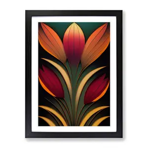 FRM-V0523-124X Deco Floral - Single Picture Frame Print Black Framed / 64cm H x 46cm W x 2cm D