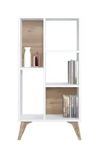 Frame Bookcase Free Standing Storage Shelf, 55 x 25 x 106 cm 5 Display Shelves, Bookshelf, Open Cabinet, White